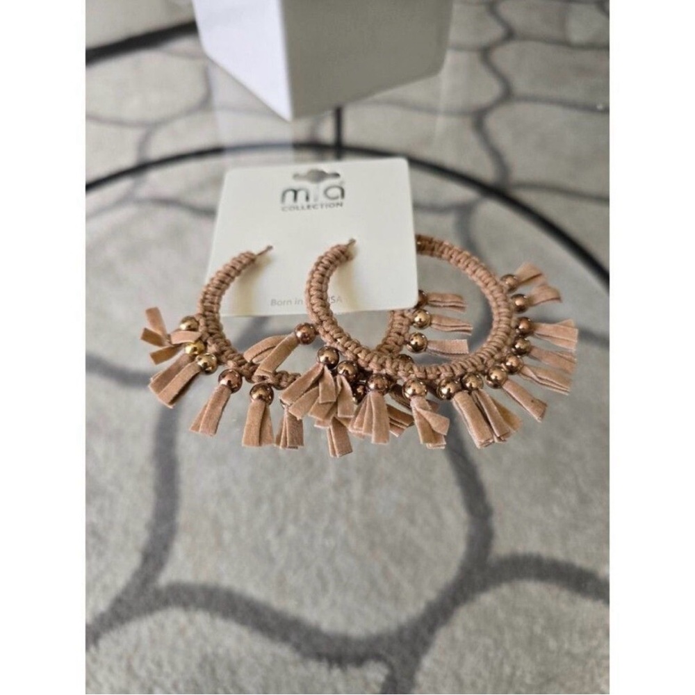 MIA COLLECTION Tan Hoop Earrings NWT